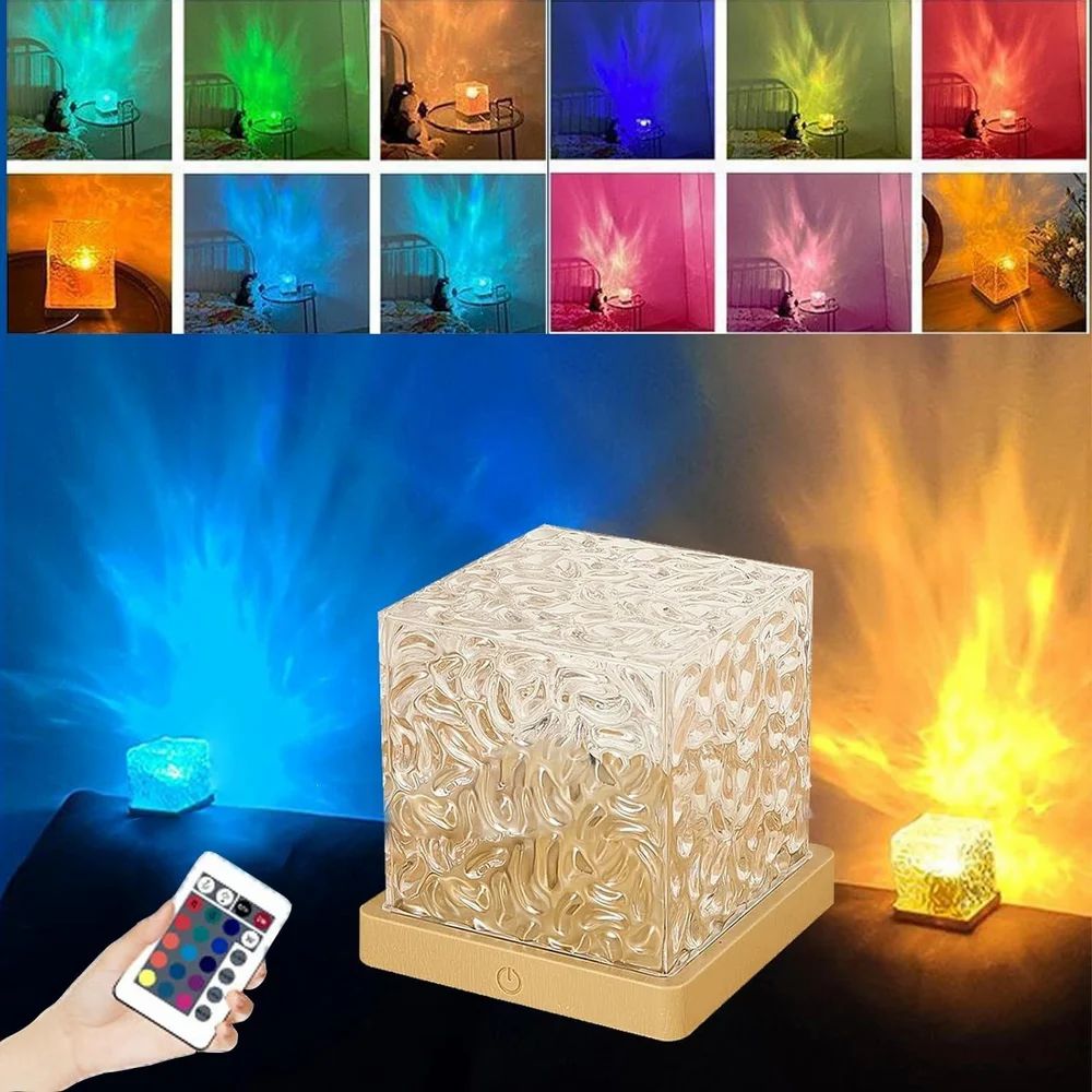 Golden Glow Crystal Cube Lamp – Illuminate Your Space with Elegance