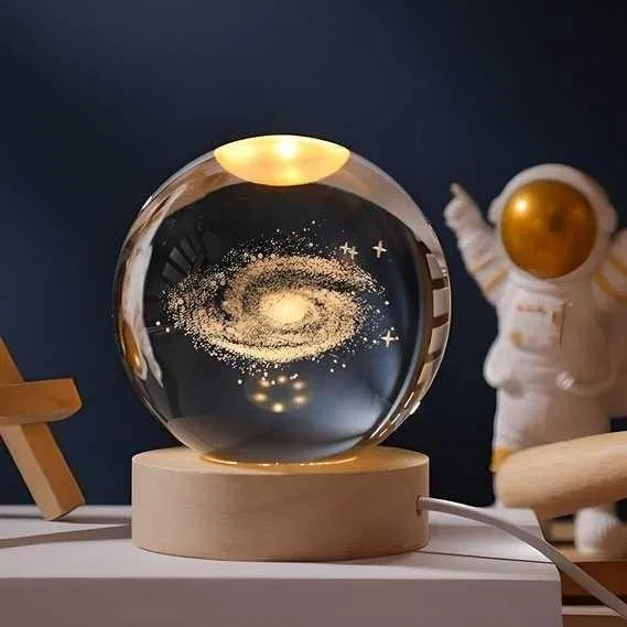 Premium 3D Crystal Moon Lamp with Wooden Base - Warm Glow Night Light
