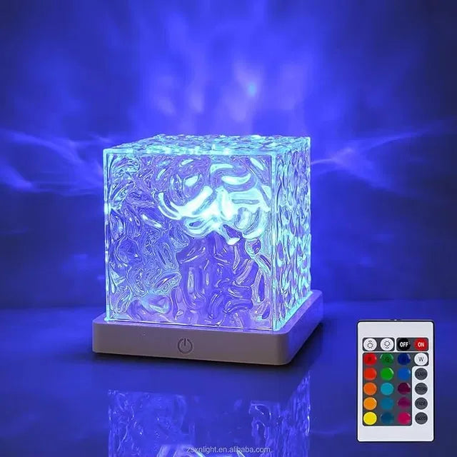 Golden Glow Crystal Cube Lamp – Illuminate Your Space with Elegance