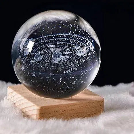 Premium 3D Crystal Moon Lamp with Wooden Base - Warm Glow Night Light