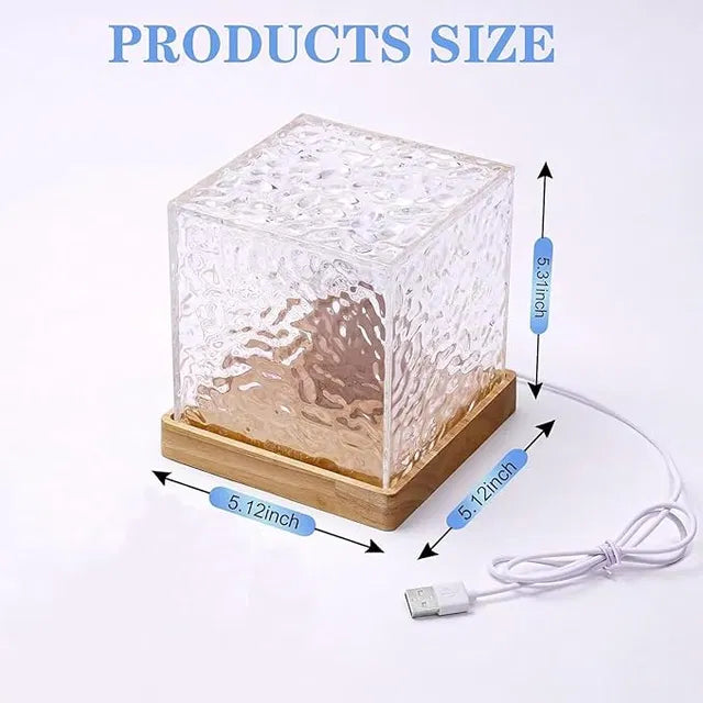 Golden Glow Crystal Cube Lamp – Illuminate Your Space with Elegance
